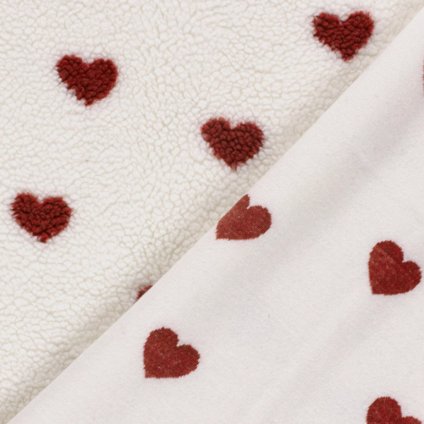 Preview: Teddy Bouclè - Herzen - naturweiss